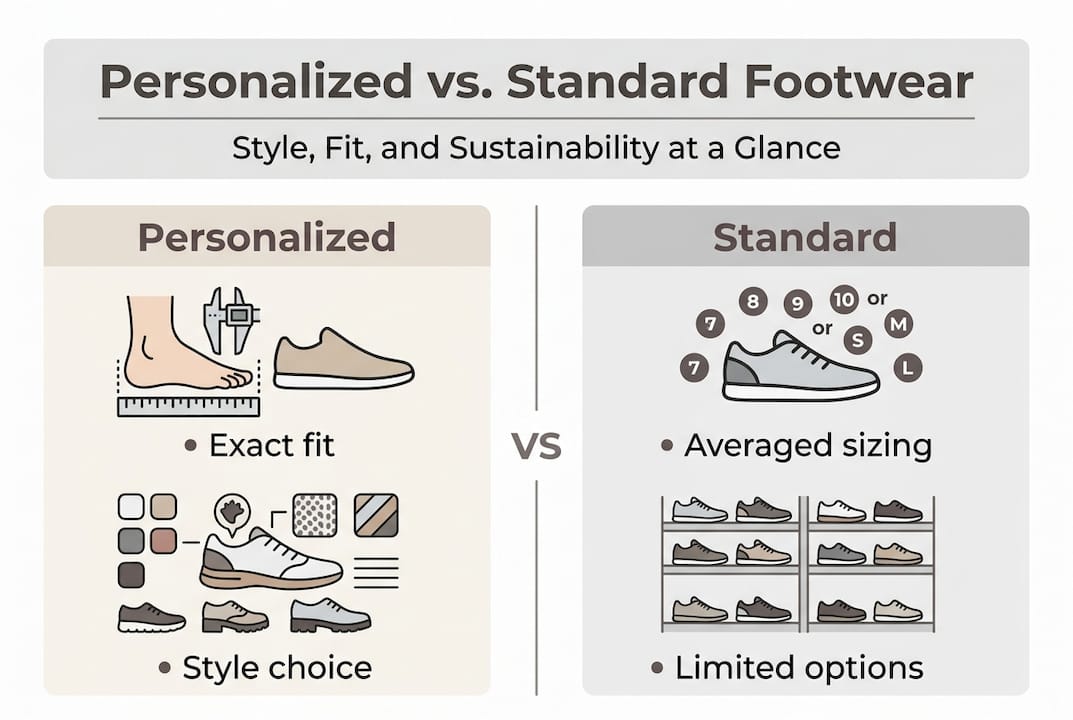 Infographic comparing personalized and standard footwear