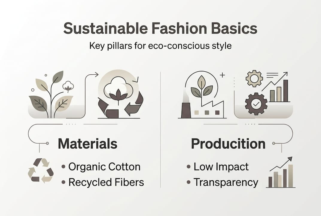 Infographic outlining sustainable fashion pillars