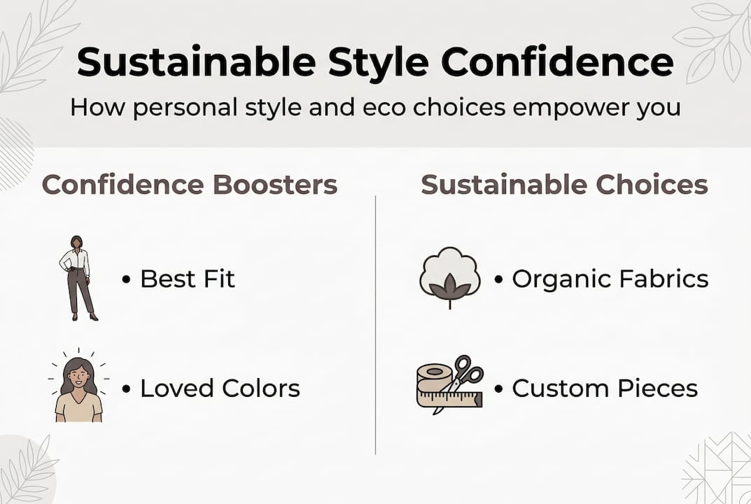 Infographic connecting confidence, style, and sustainability