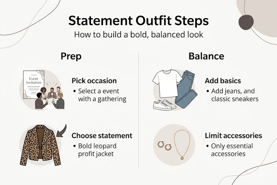 Infographic showing steps for statement outfits