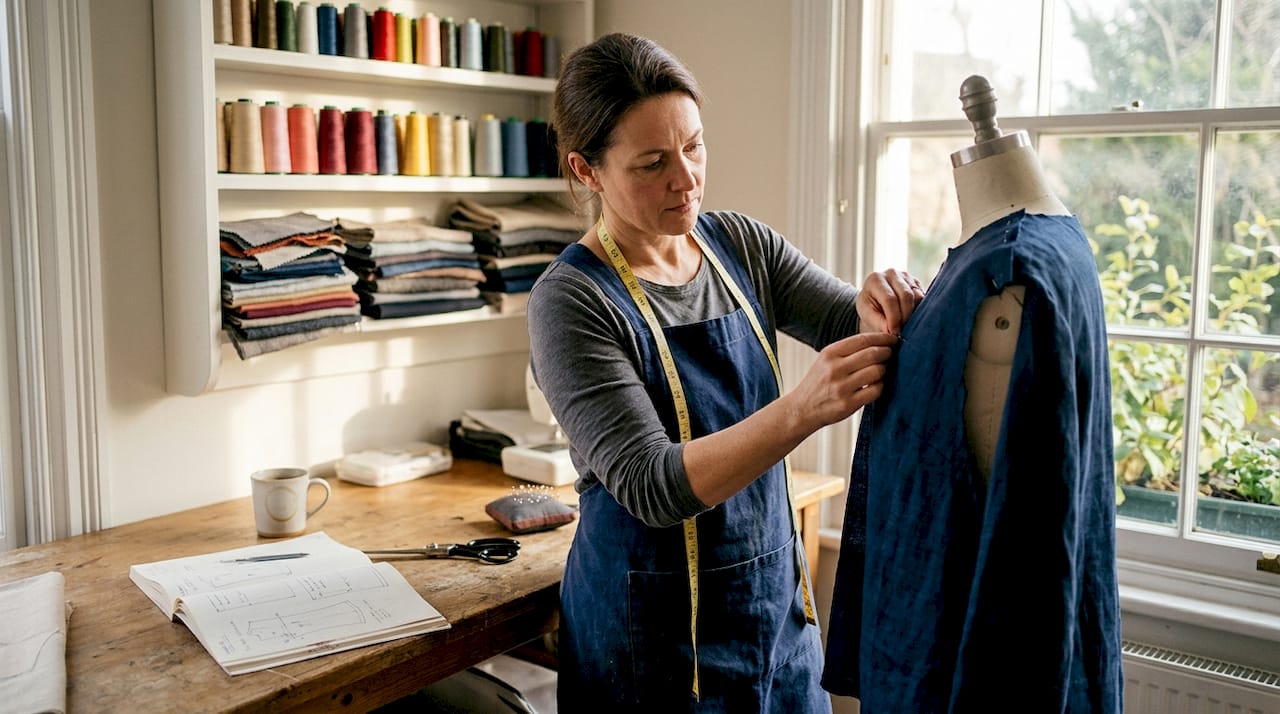 Tailor crafting made-to-order garment