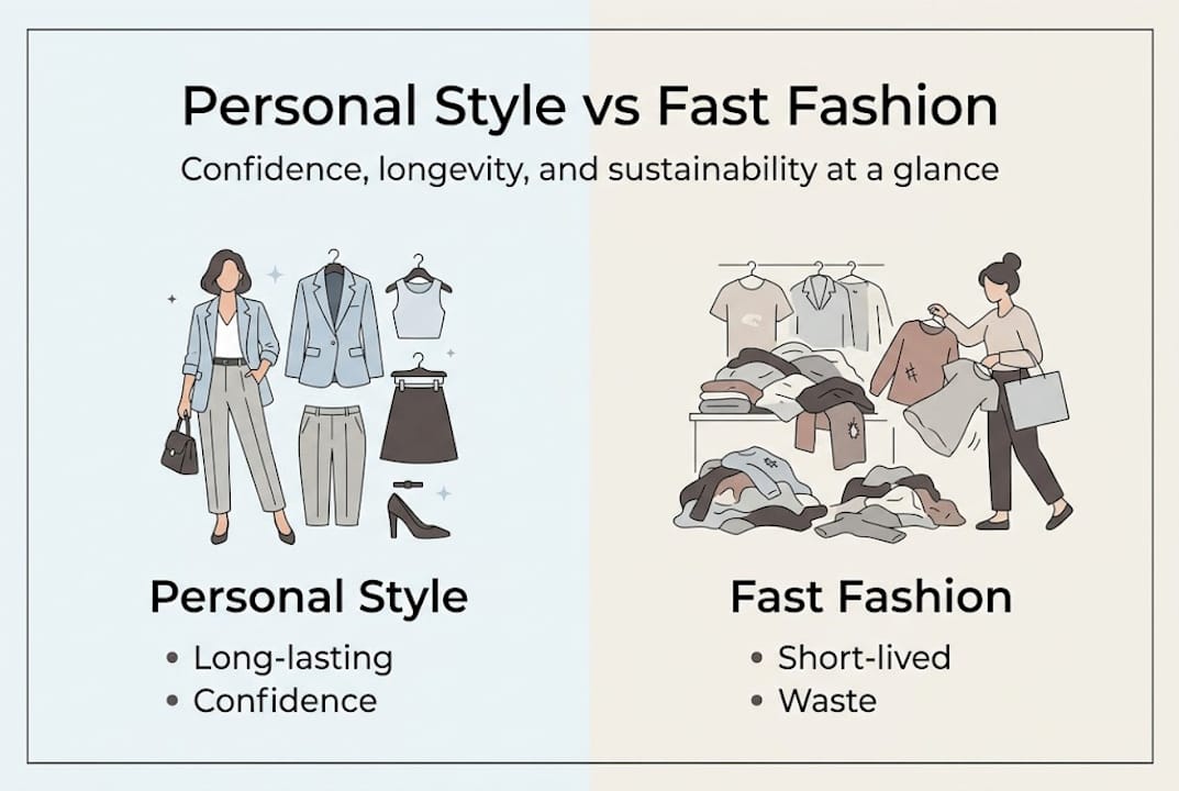 Infographic comparing personal style and fast fashion