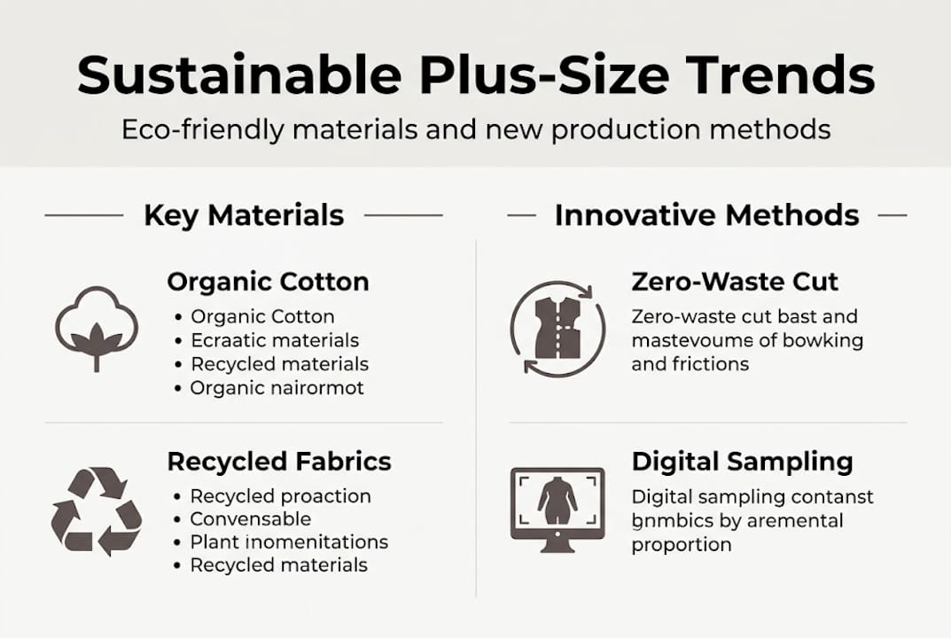 Infographic on sustainable plus-size fashion materials