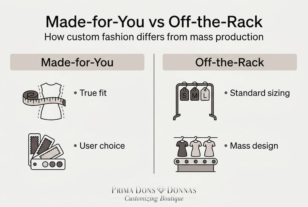 Infographic comparing custom and mass fashion