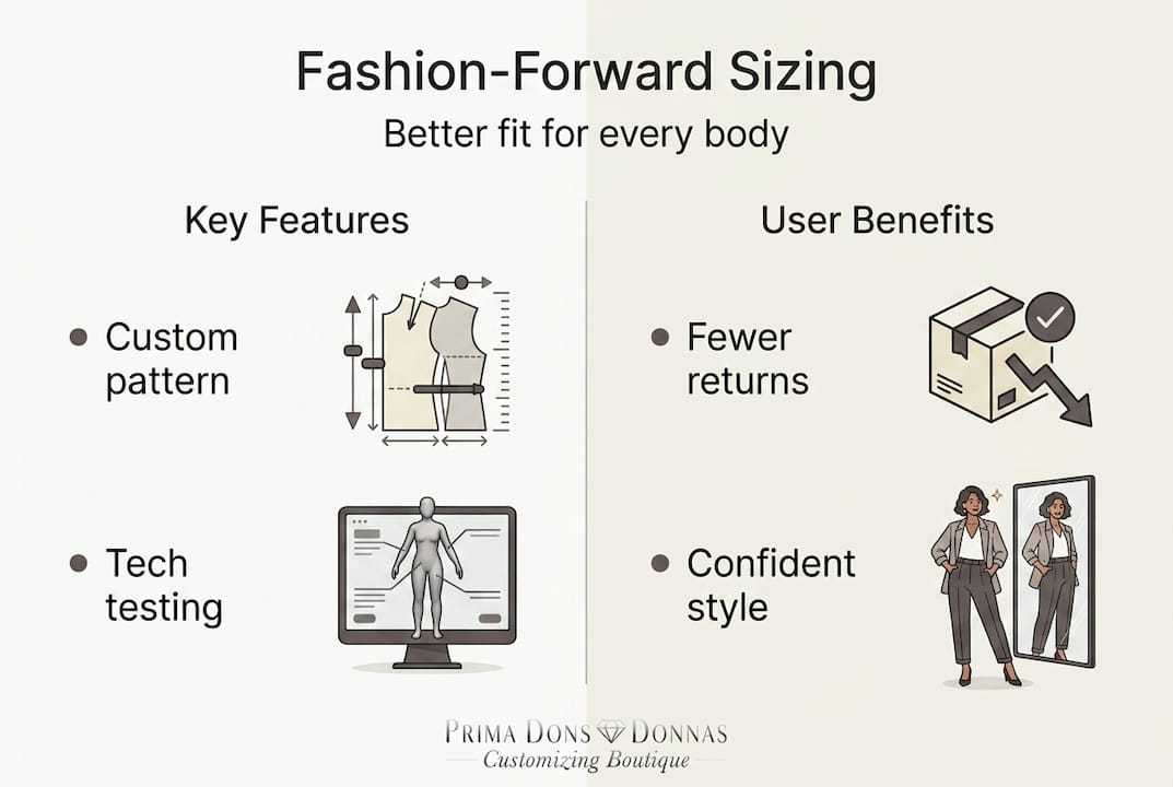 Infographic about sizing benefits and features