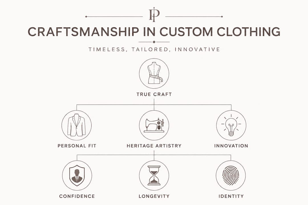 Craftsmanship hierarchy in custom clothing infographic