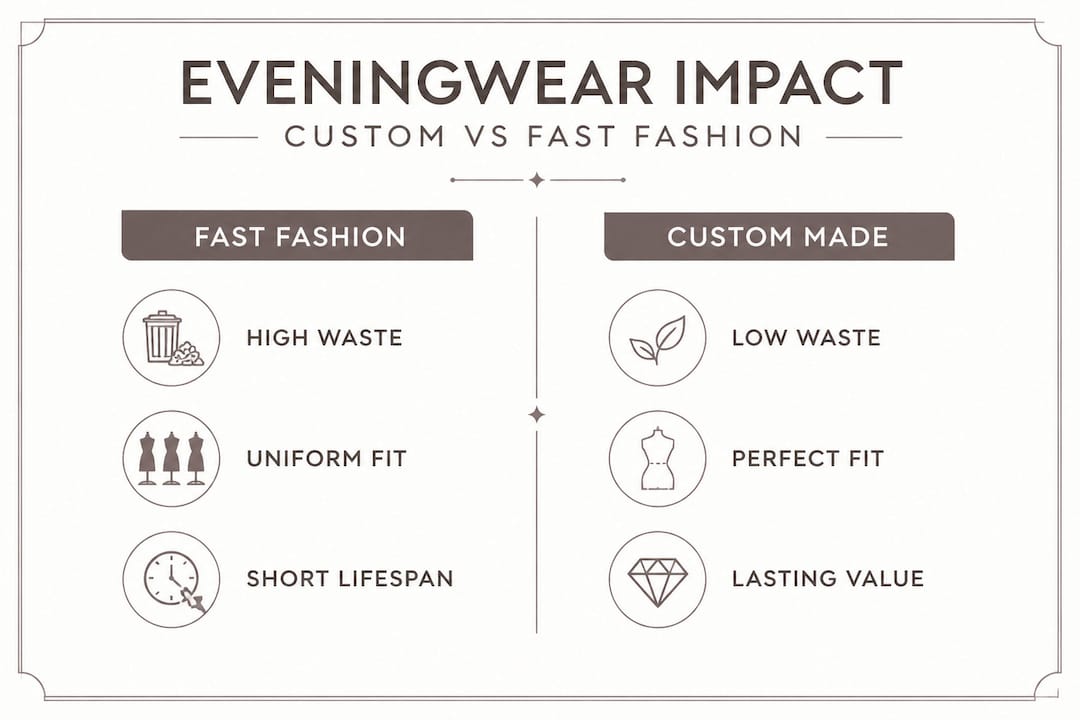 Infographic comparing custom and fast fashion eveningwear