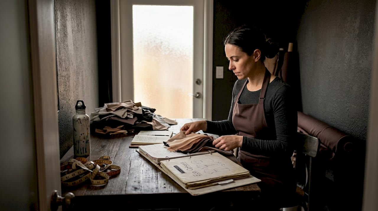 Designer reviewing eco fashion materials