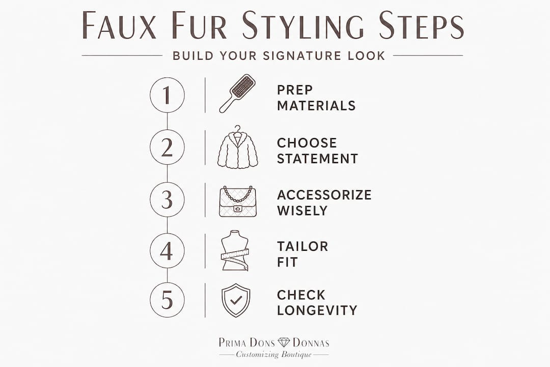 Infographic showing faux fur style steps