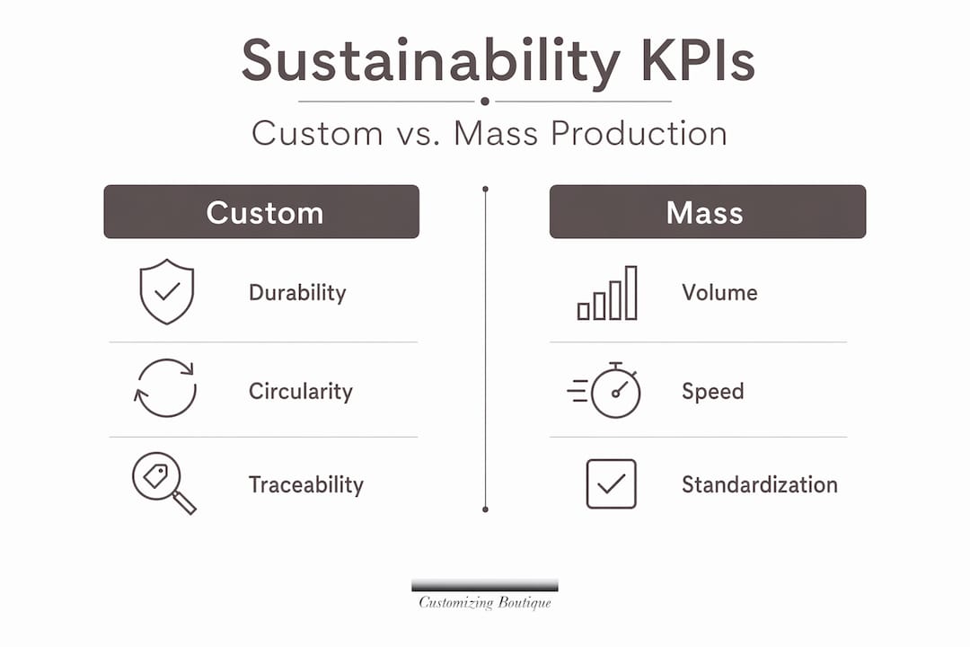 Infographic comparing fashion sustainability metrics