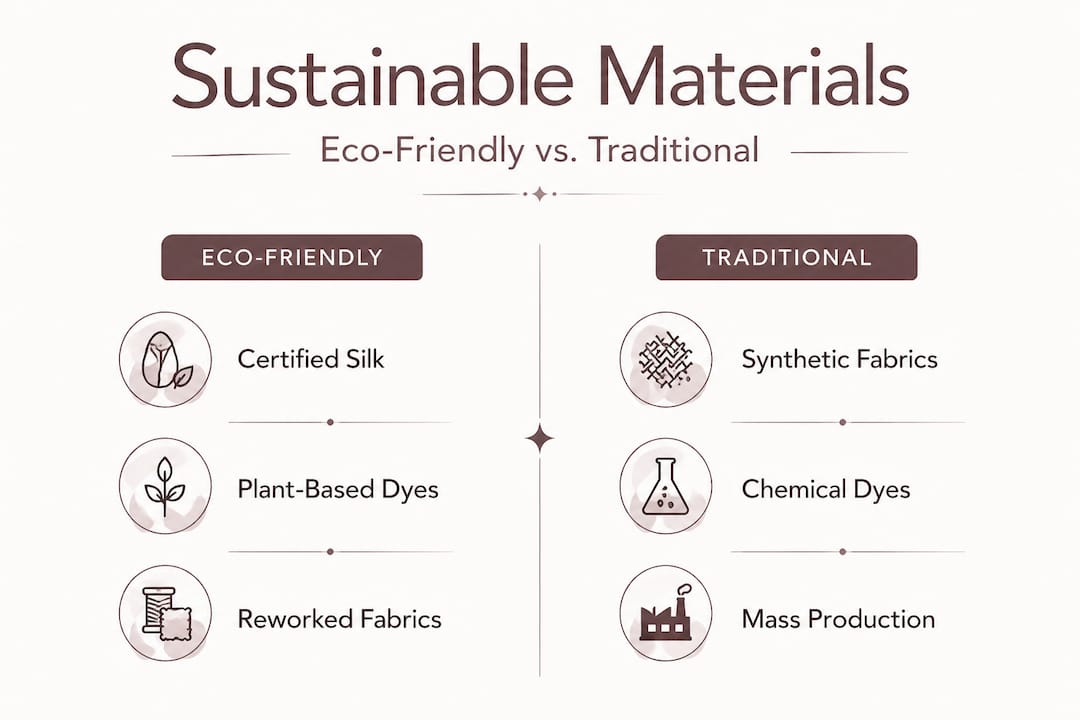 Infographic comparing eco-friendly and traditional materials