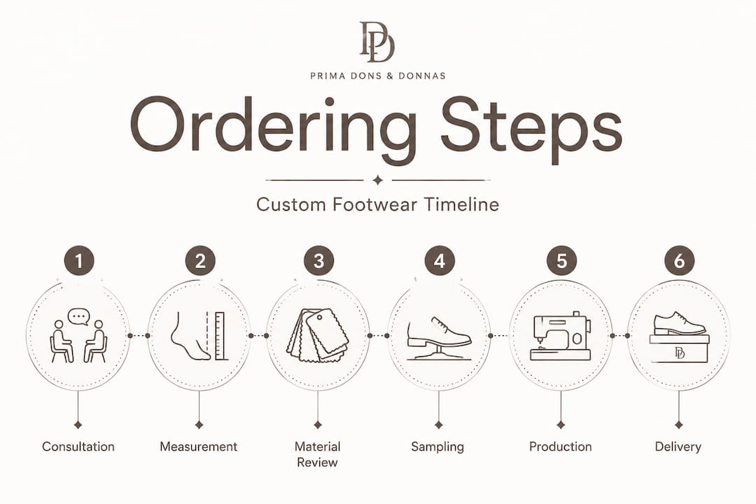Infographic showing custom footwear ordering timeline