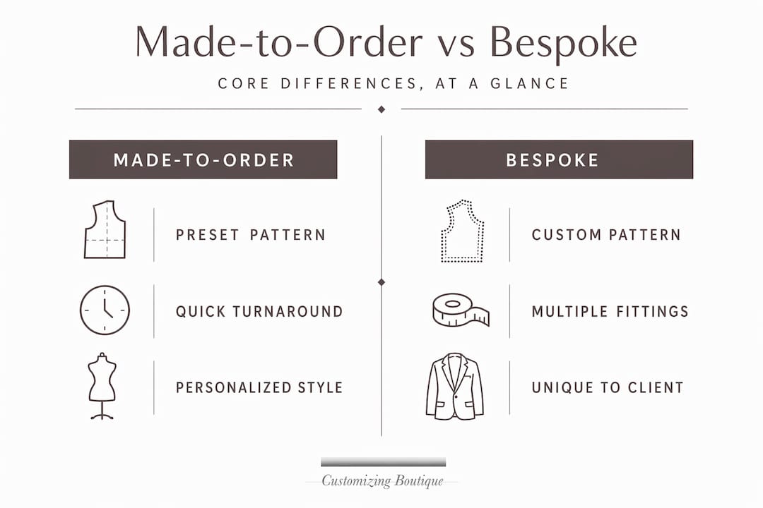 Infographic comparing made-to-order and bespoke tailoring