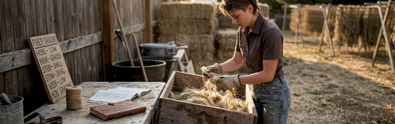 Technician processing hemp fibers at studio workbench
