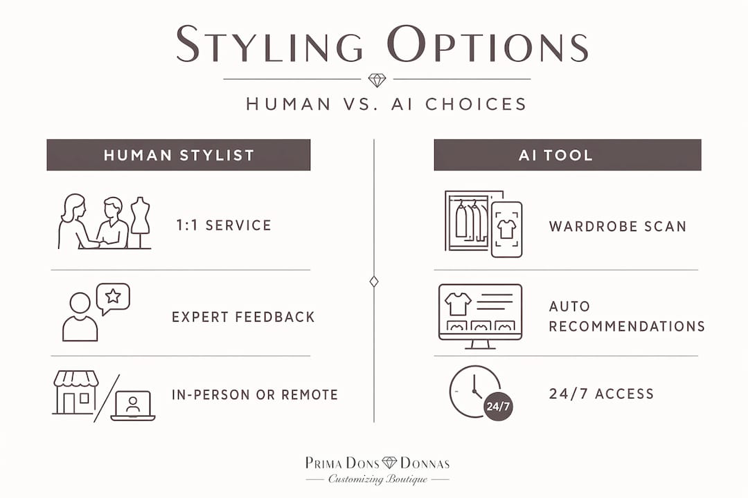 Infographic comparing human and AI styling options