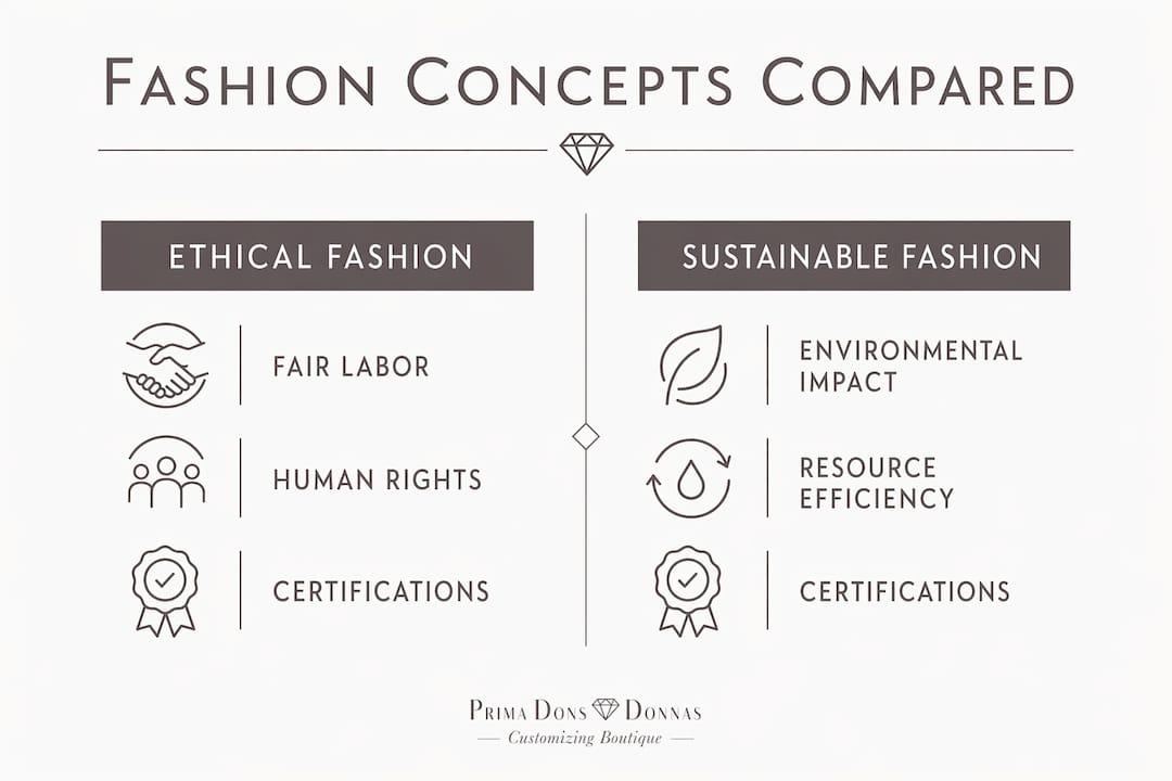 Infographic comparing ethical and sustainable fashion