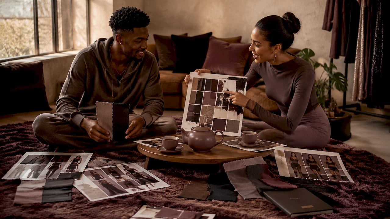 Group collaborating on diverse fashion mood boards