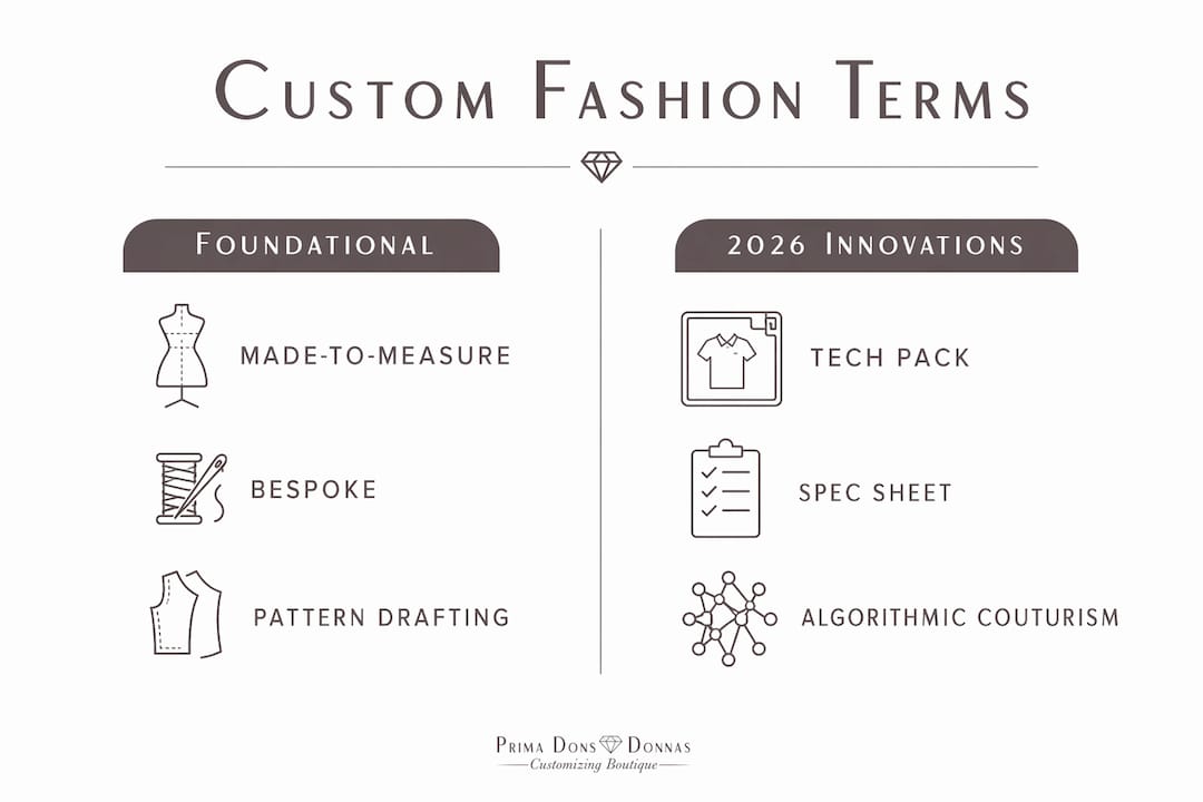 Infographic comparing foundational and new custom fashion terms