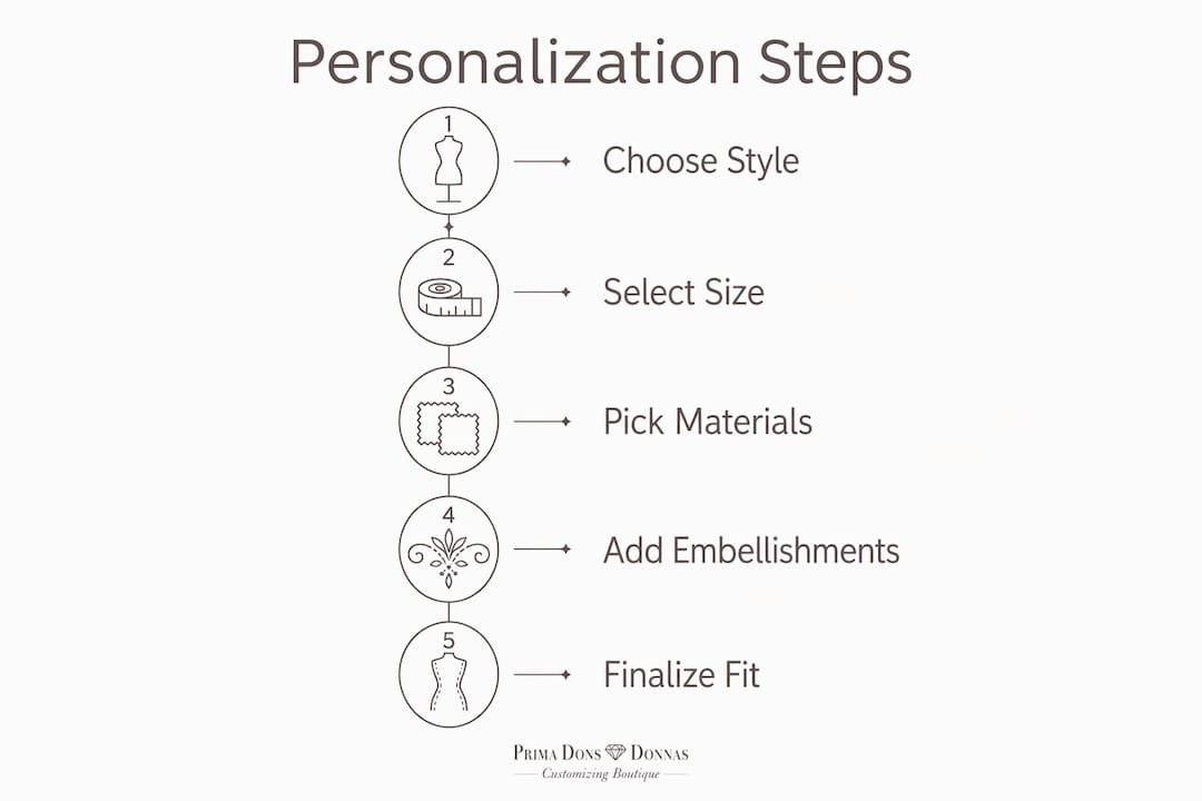 Infographic with 5 steps for accessory personalization