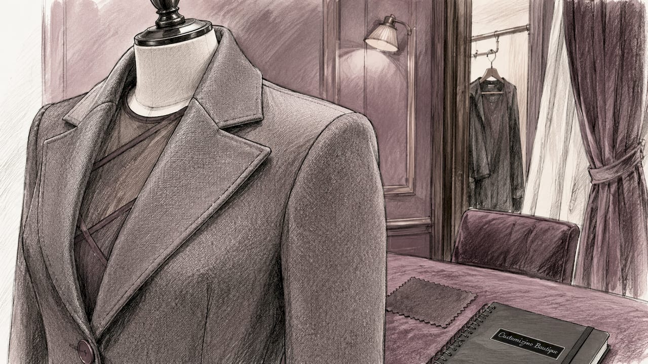 Close-up of tailored plus size coat construction