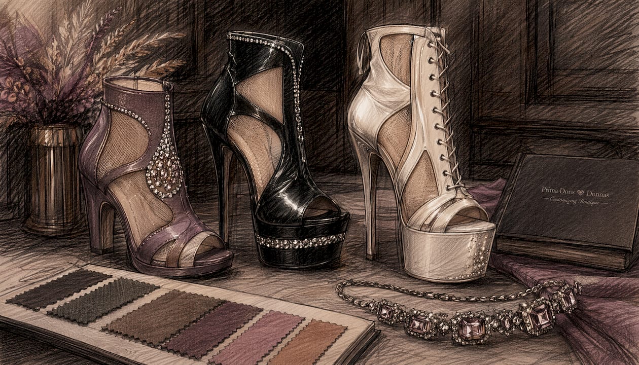 Varied custom heels showing personalization