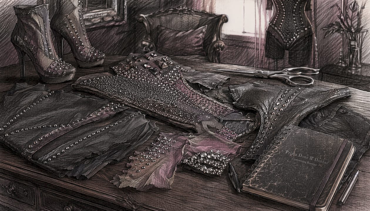 Detailed custom heel materials and craftsmanship