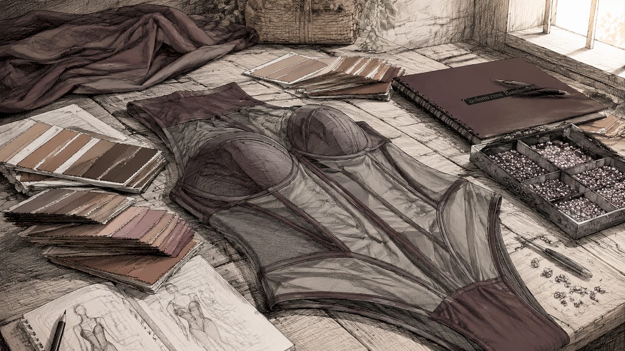 Custom bodysuit preparation on white table