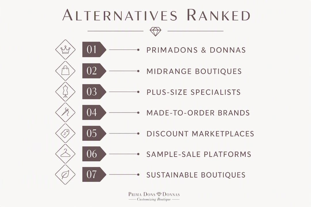 Ranked infographic of seven clothing alternatives for shoppers