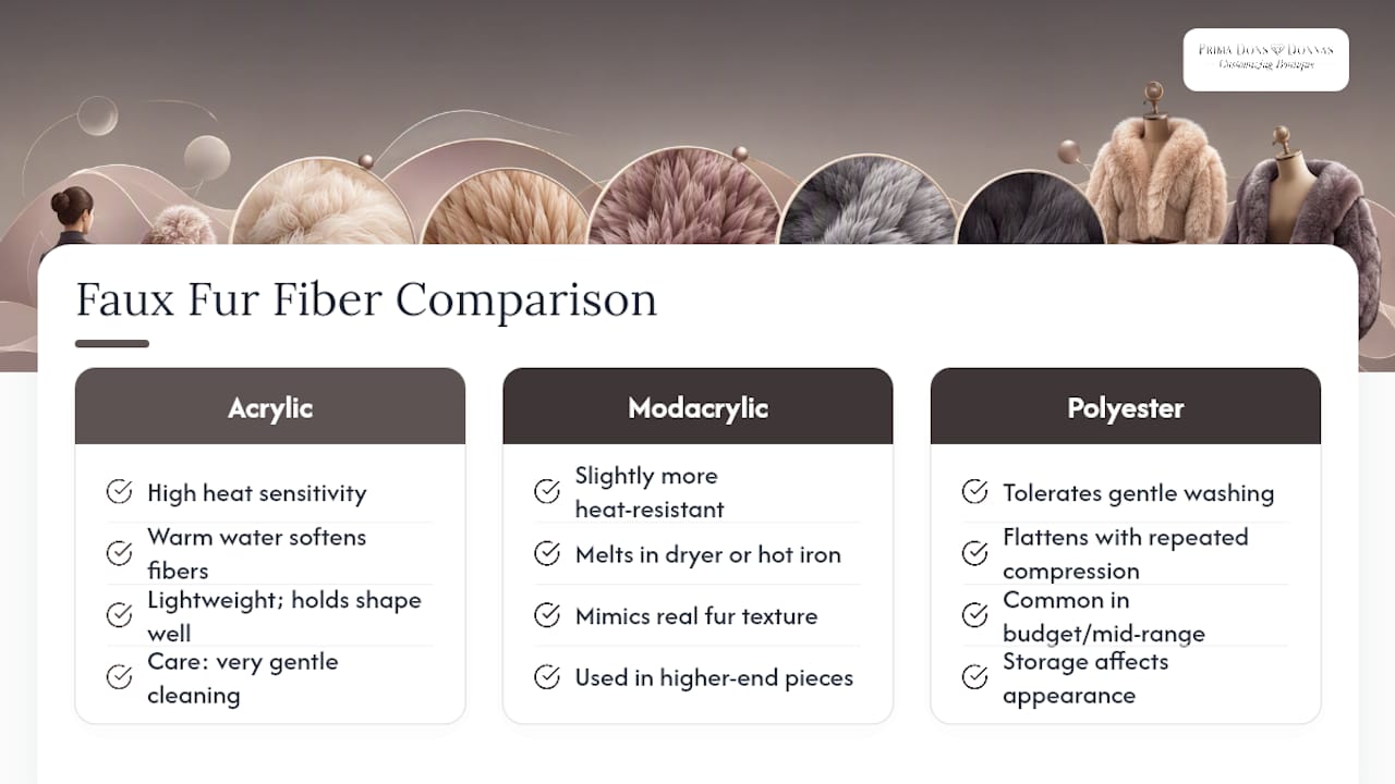 Diagram comparing faux fur fiber types
