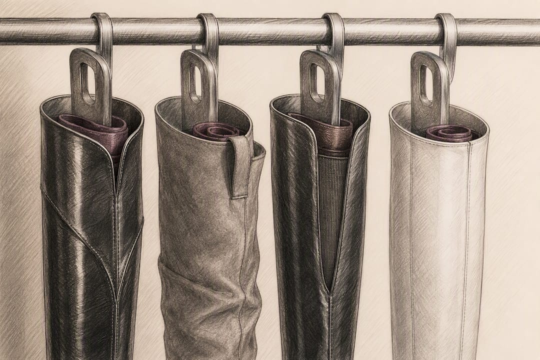 Boot shafts held upright with storage inserts