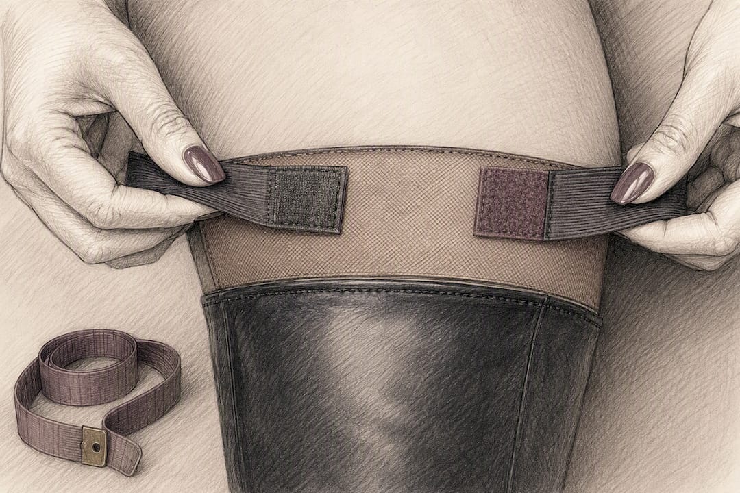 Elastic boot bra securing thigh-high shaft