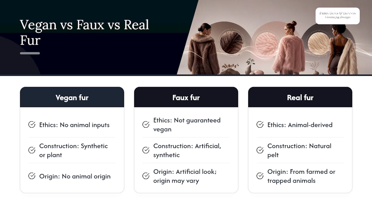Comparison of vegan faux and real fur