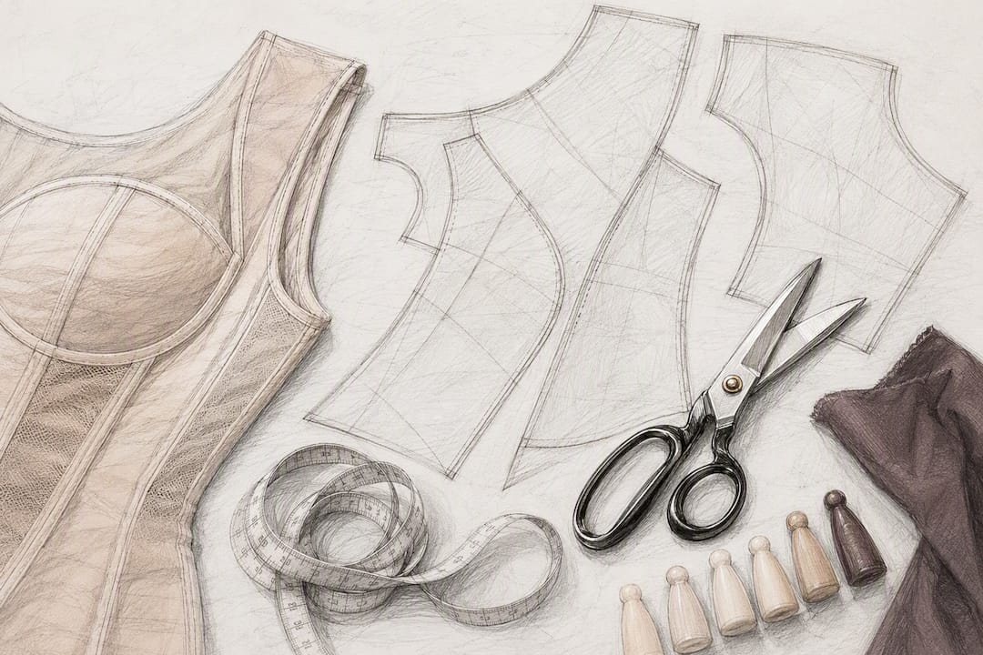 Pattern pieces for a custom-sized dress