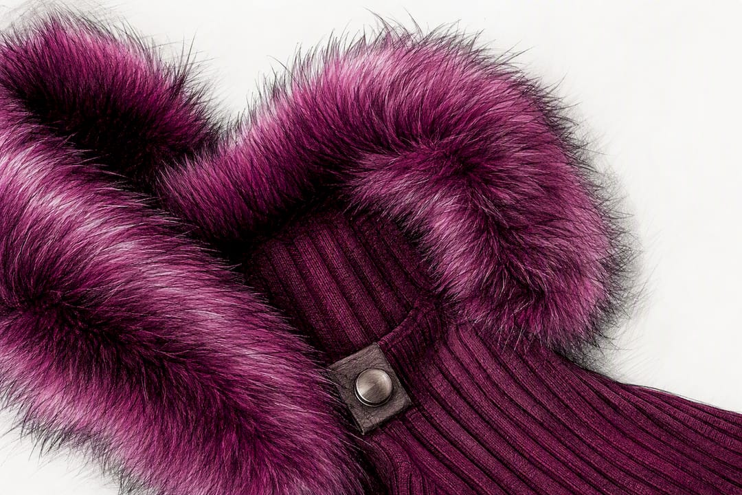 Jewel-tone faux fur and ribbed texture