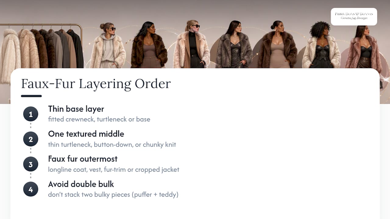 Diagram showing the correct faux fur layering order