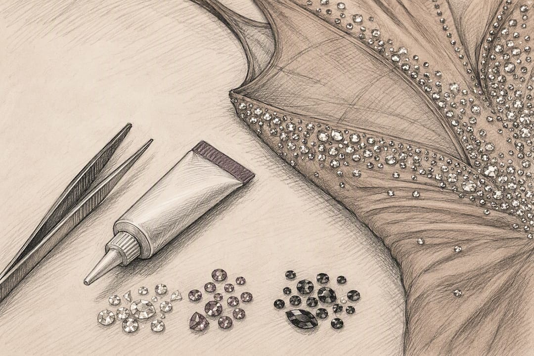 Tweezers adhesive and loose dress crystals