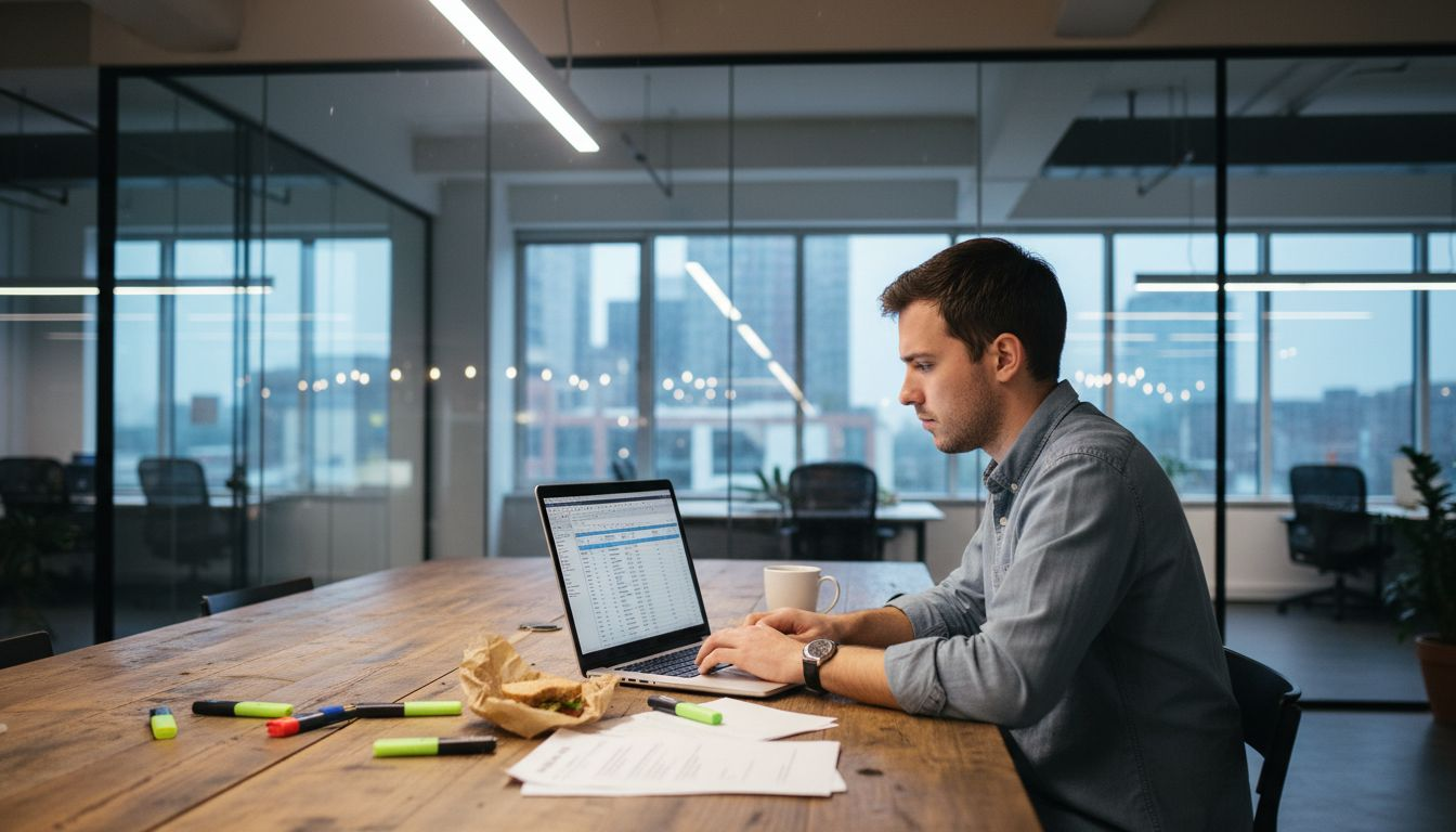 Person building real estate financial model