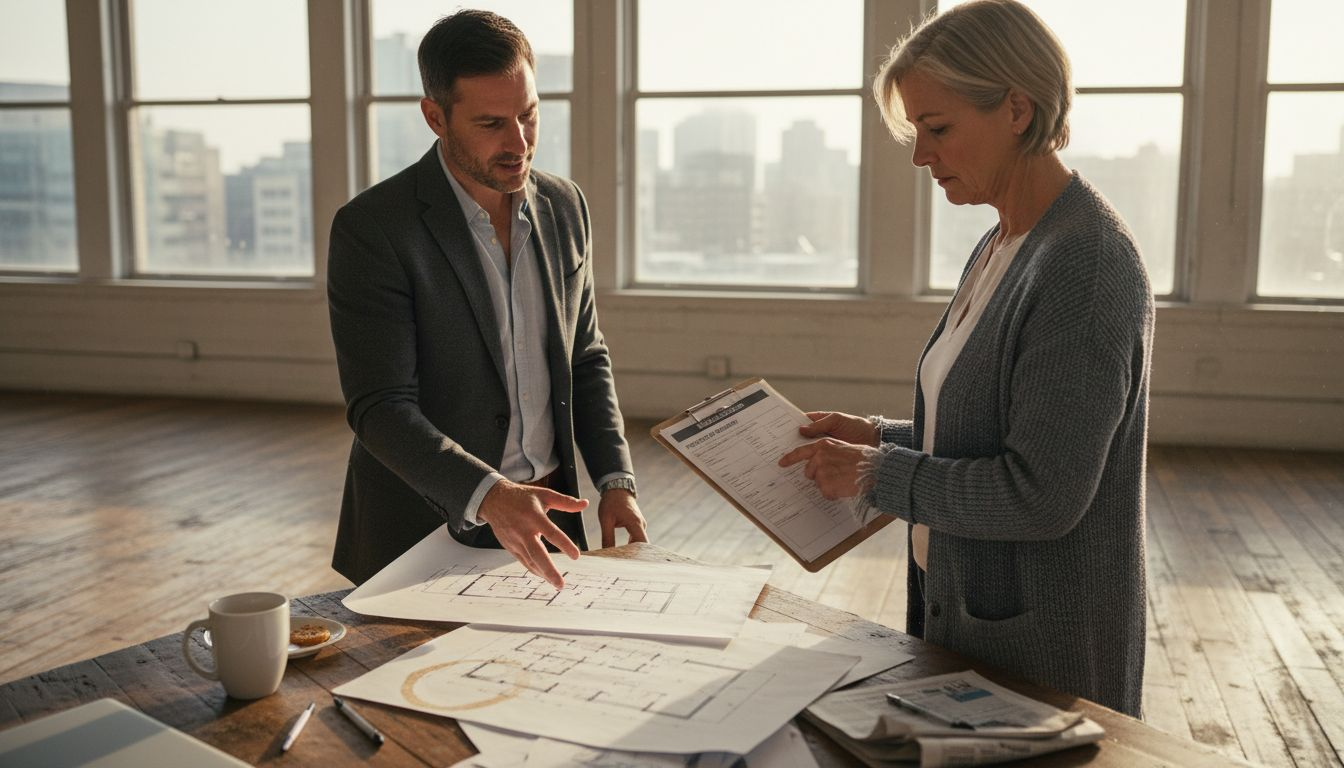Property developer presenting finance documents