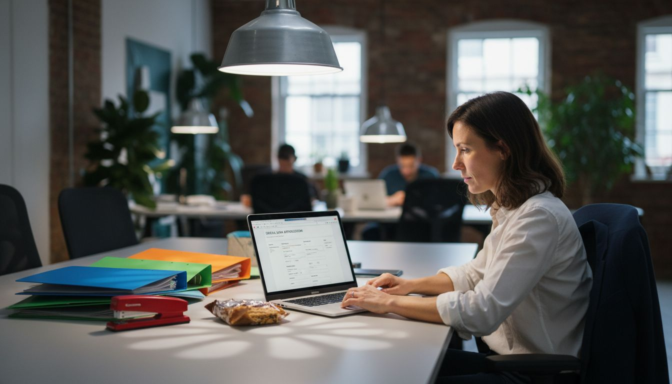 Loan applicant preparing digital finance documents
