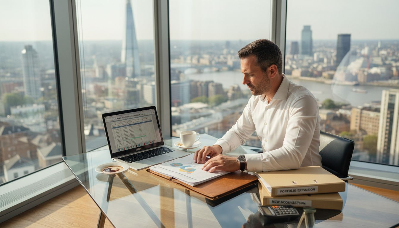 Advisor reviewing property finance in London office