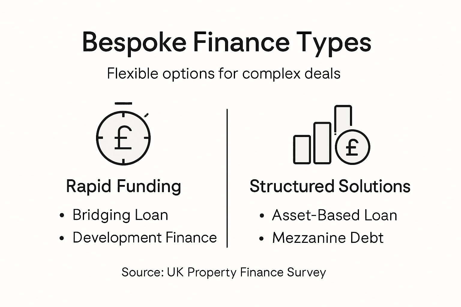 Infographic on bespoke finance types and categories