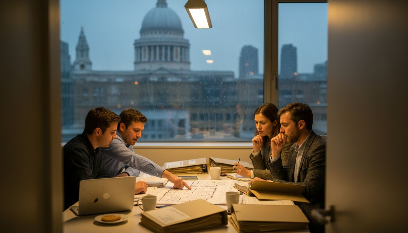 Team of asset managers reviewing property portfolio