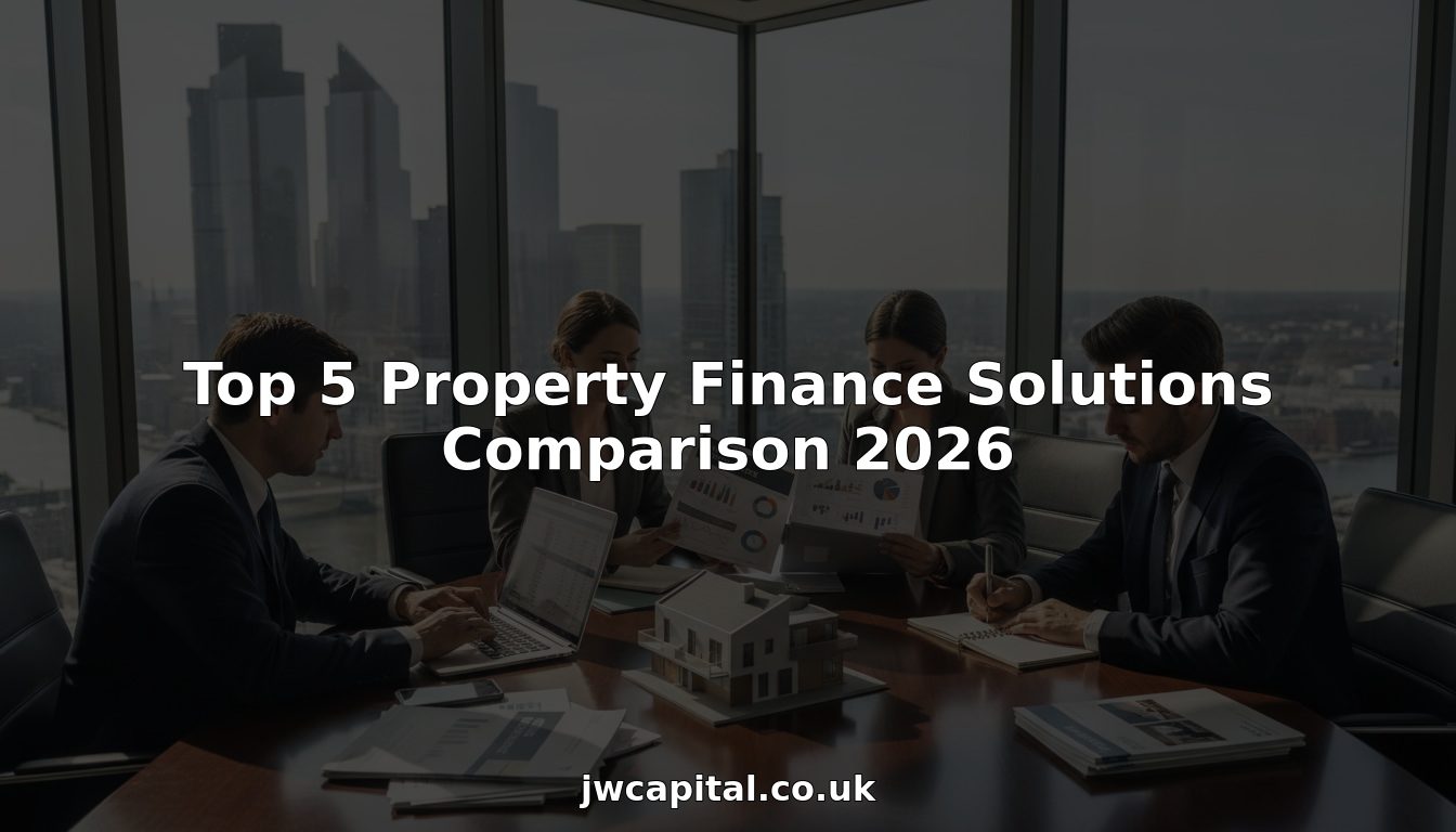 Property finance team comparing solutions in office