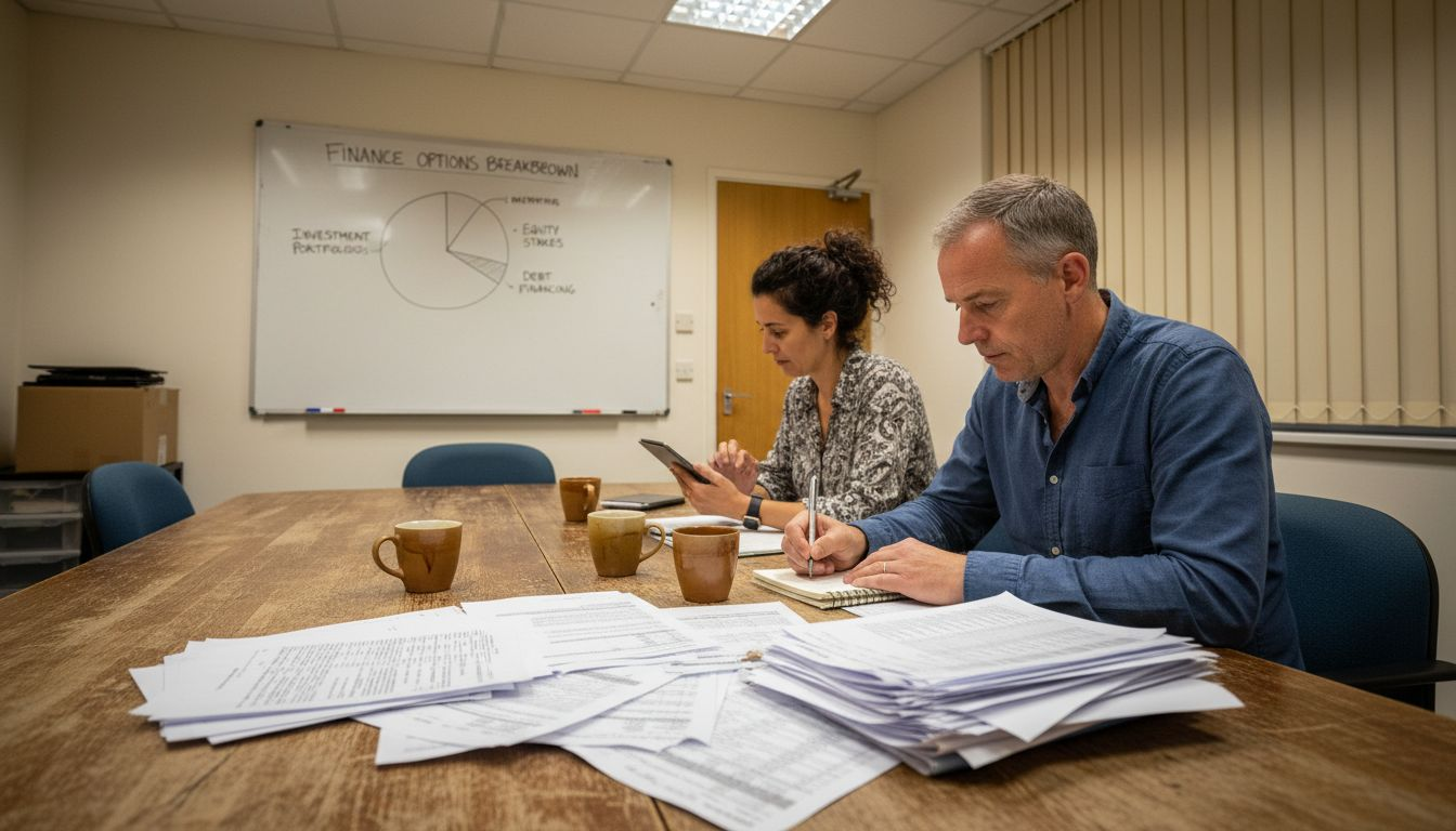 Property finance team reviewing loan agreements