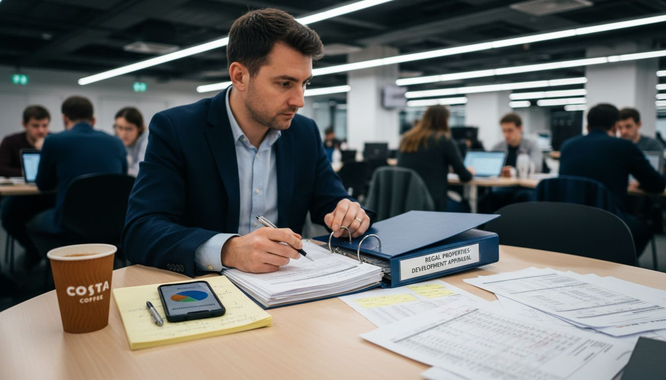 Developer reviews property finance paperwork