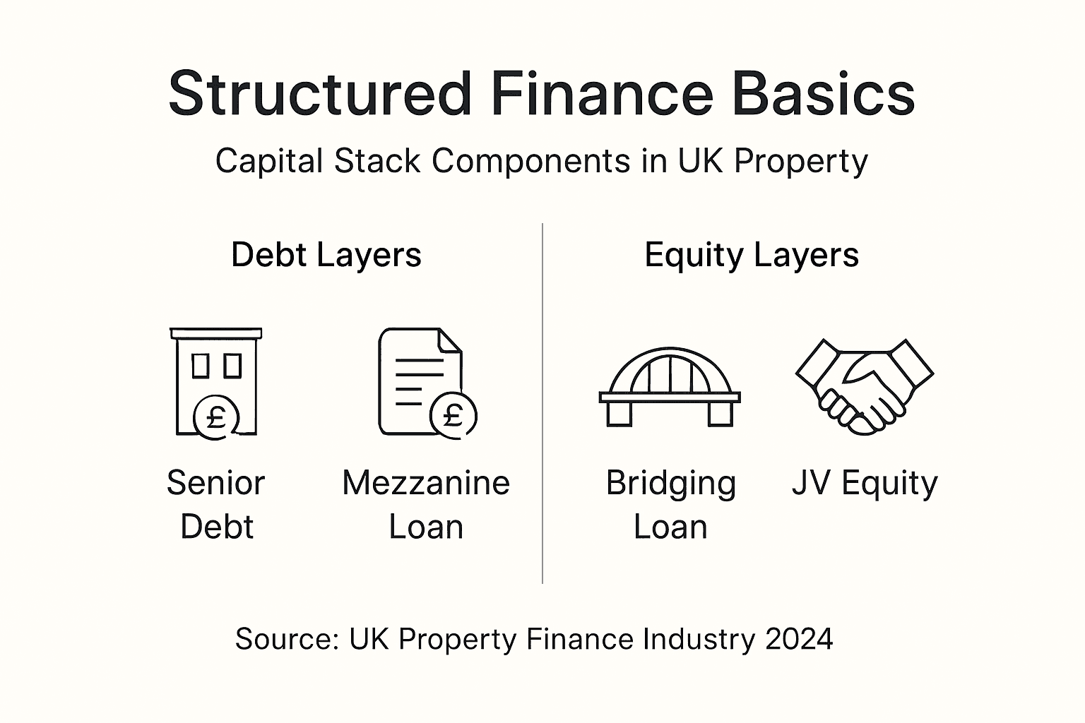 Infographic showing UK property finance capital stack