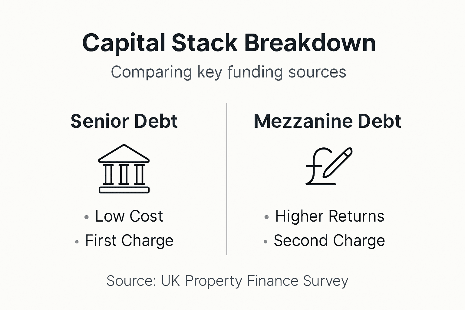 Infographic comparing senior and mezzanine debt