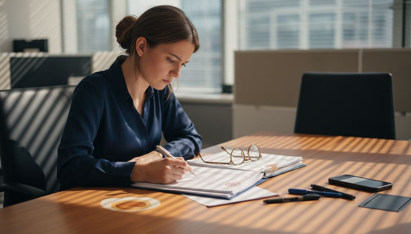 Lawyer reviewing funding partnership documents