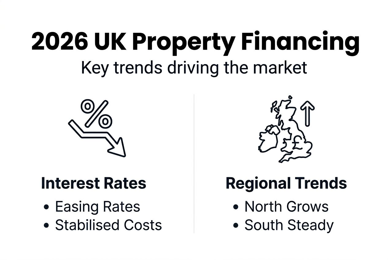 Infographic visualizing UK property finance trends 2026