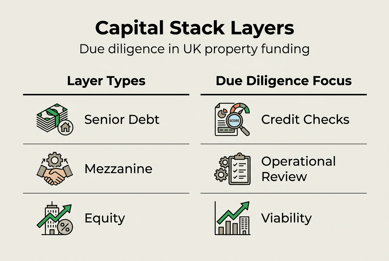 Infographic: capital stack and due diligence roles